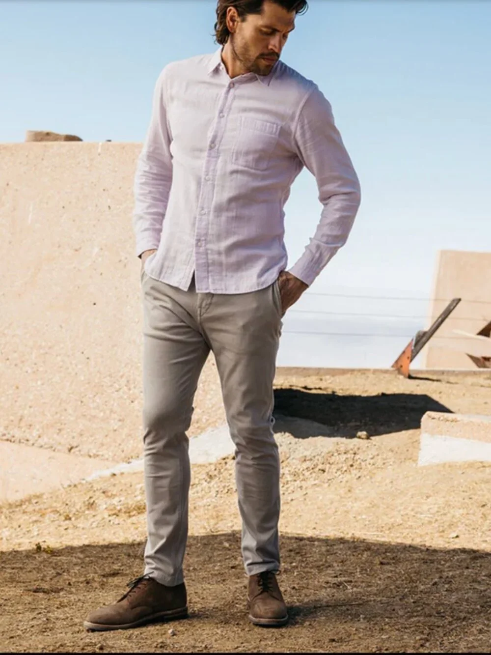 Sand Beige Denit® Stretch Chino by Hiroshi Kato NWT - Picture 4 of 6